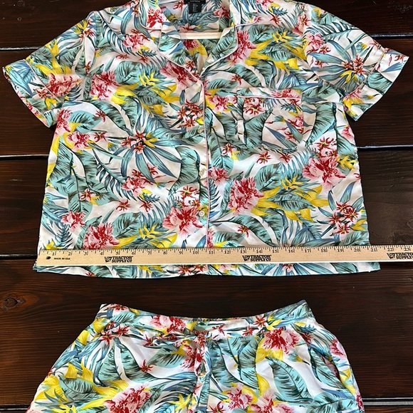 Cynthia Rowley Tropical Floral Pajama Set - Pink, Green, Yellow - Picture 14 of 16